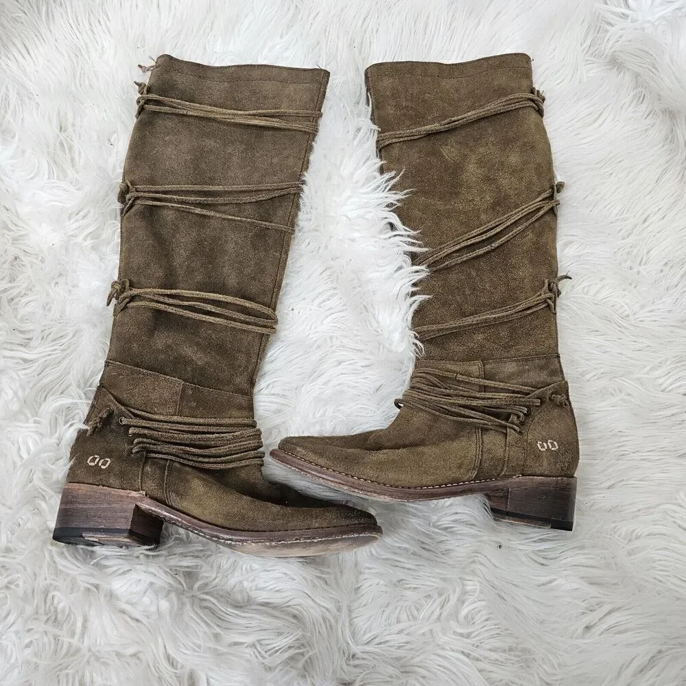 Bed Stu Women’s Redmond Tall Sailor Suede Boots Size 7.5 Brown